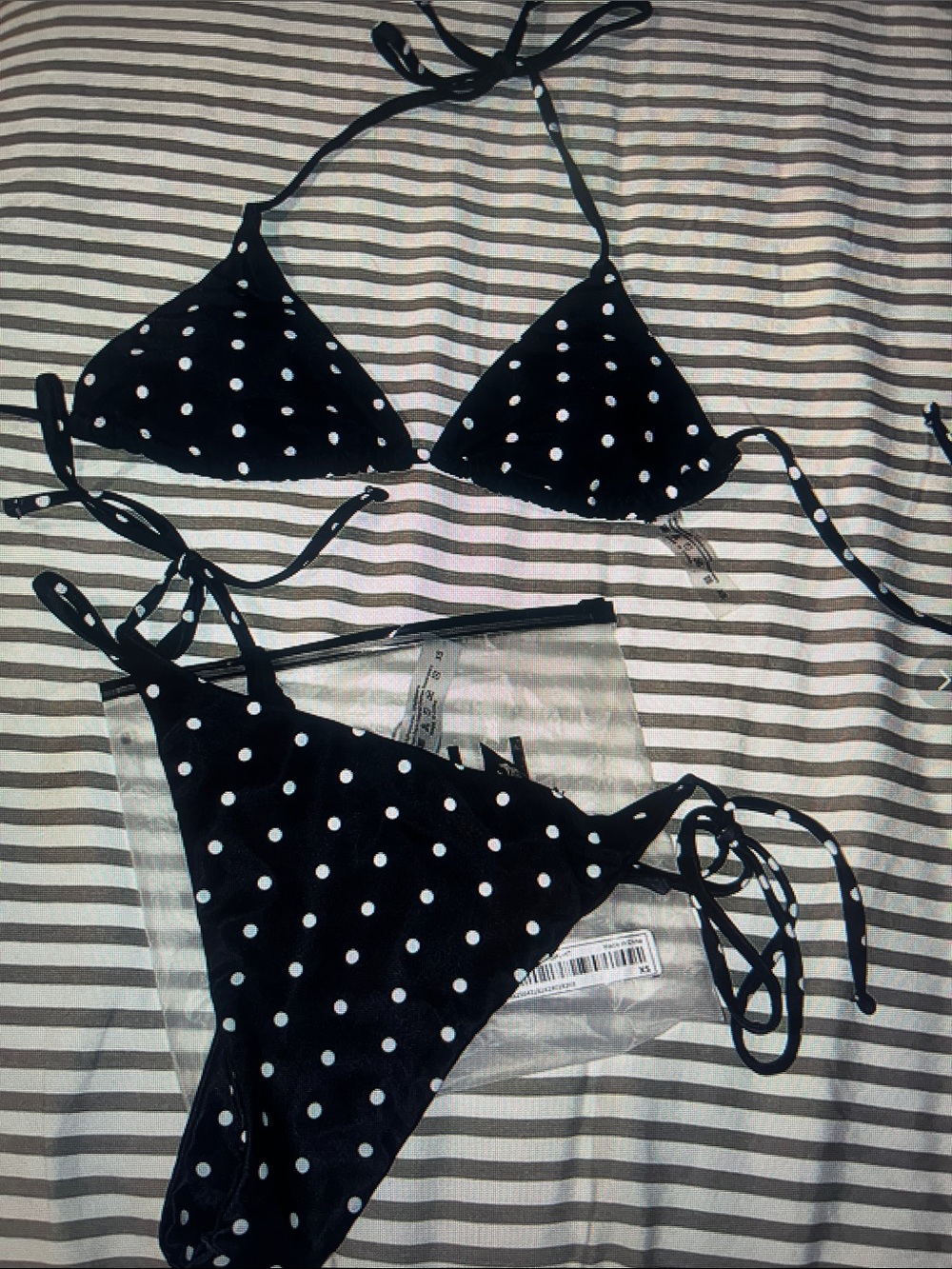 Black Polka Dot Triangle Bikini Set
